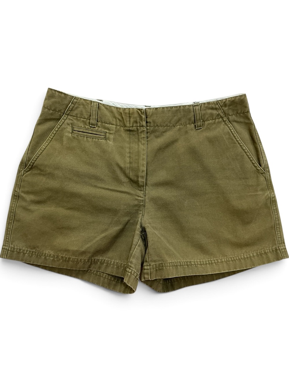 Isaac Mizrahi Olive 100% Cotton Canvas Twill Utility Shorts 4in inseam Sz 8
